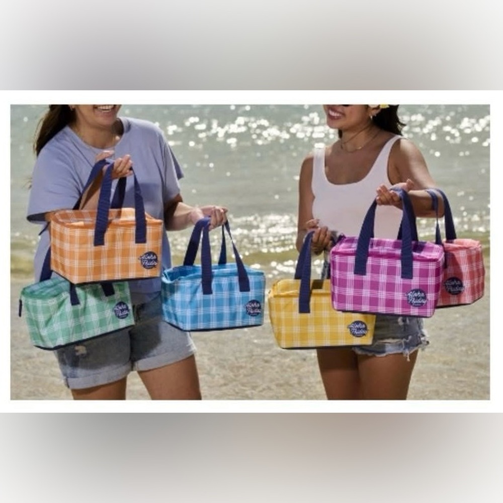 Foodland Aloha Friday Palaka SET OF 6 Mini Tote Cooler Bag - Picture 2 of 2